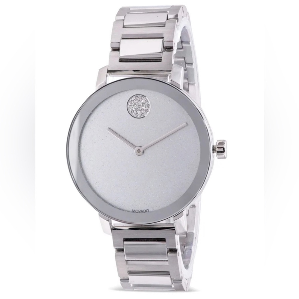 New Movado Bold Evolution Women’s Silver Dial Crystal Dot Watch 3600732